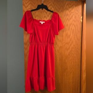 Monteau Vibrant Red Midi Dress